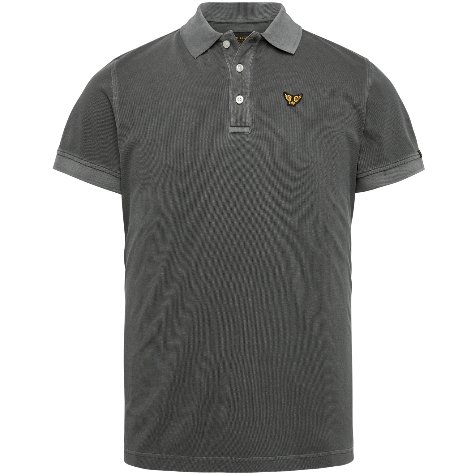 PME Legend Poloshirt short sleeve garment dyed pique asphalt